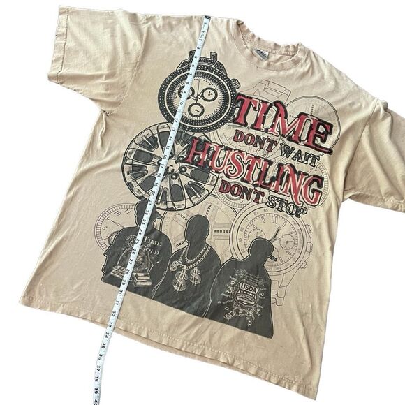 Vintage Thrashed Time Don’t Wait Hustling Don’t Stop 3X Tall T Shirt - Picture 10 of 16